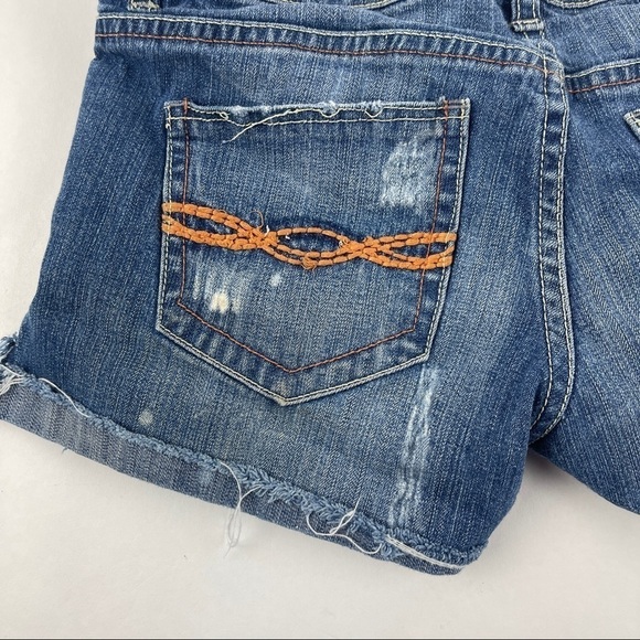 Indigo Rein Jean Shorts Womens Size 1 Skinny Distressed Blue Denim - Picture 8 of 9